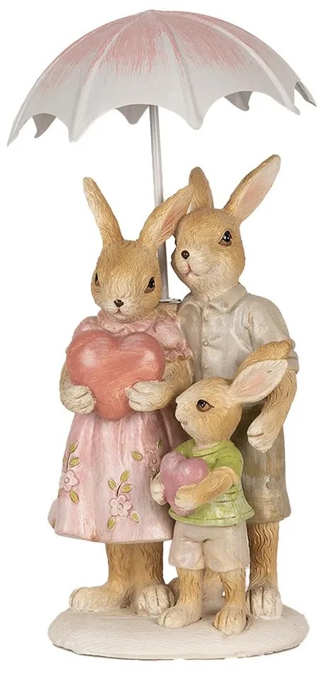 Dekorácia rodinka králiky pod dáždnikom - 9*9*19 cm