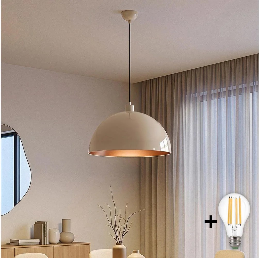 BRILAGI - LED luster na lanku METALO 1xE27/40W/230V pr. 40 cm béžová/medená