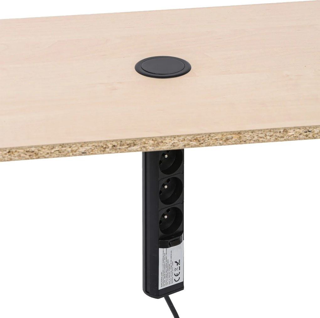 Výsuvná stolová zásuvka, 3× 230 V, USB-A, USB-C, čierna
