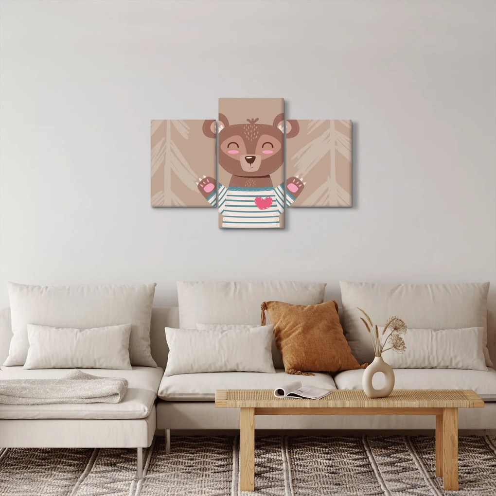 Obraz - Medvedík v pruhovanom tričku (90x60 cm)