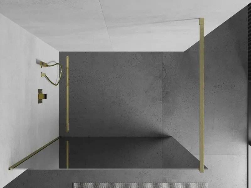 Mexen Kioto, sprchová zástena Walk-In 70 x 200 cm, 8mm sklo vzor zrkadlo, zlatý matný profil, 800-070-101-55-50