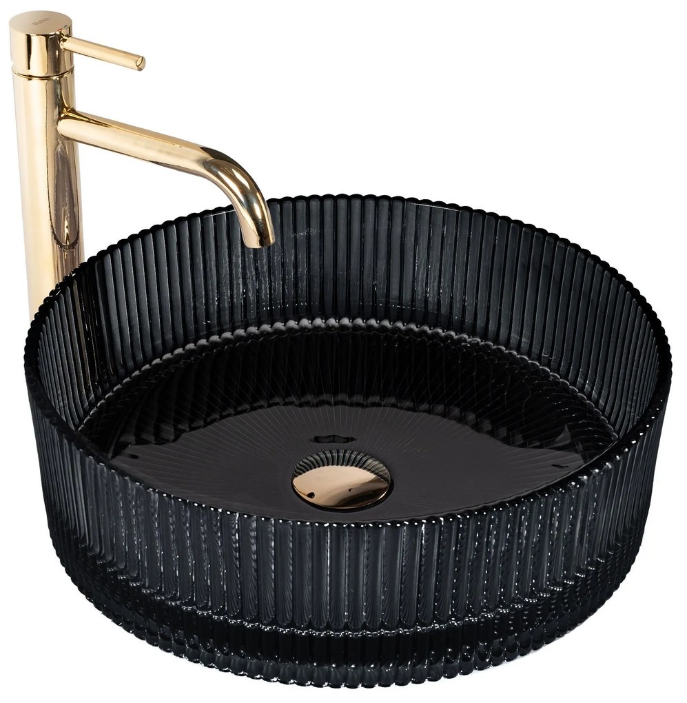 Rea Ingrid, sklenené umývadlo na dosku 395x395x120mm, čierna, REA-U6800