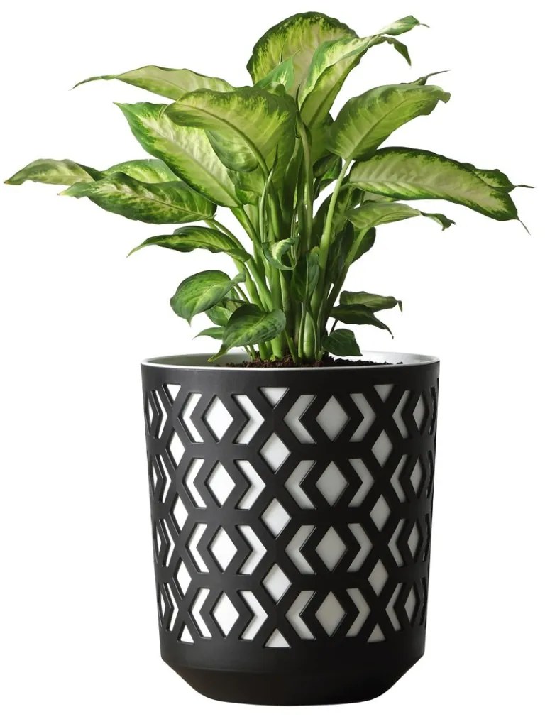 Kvetináč etnický 19x20 cm čierno-biely