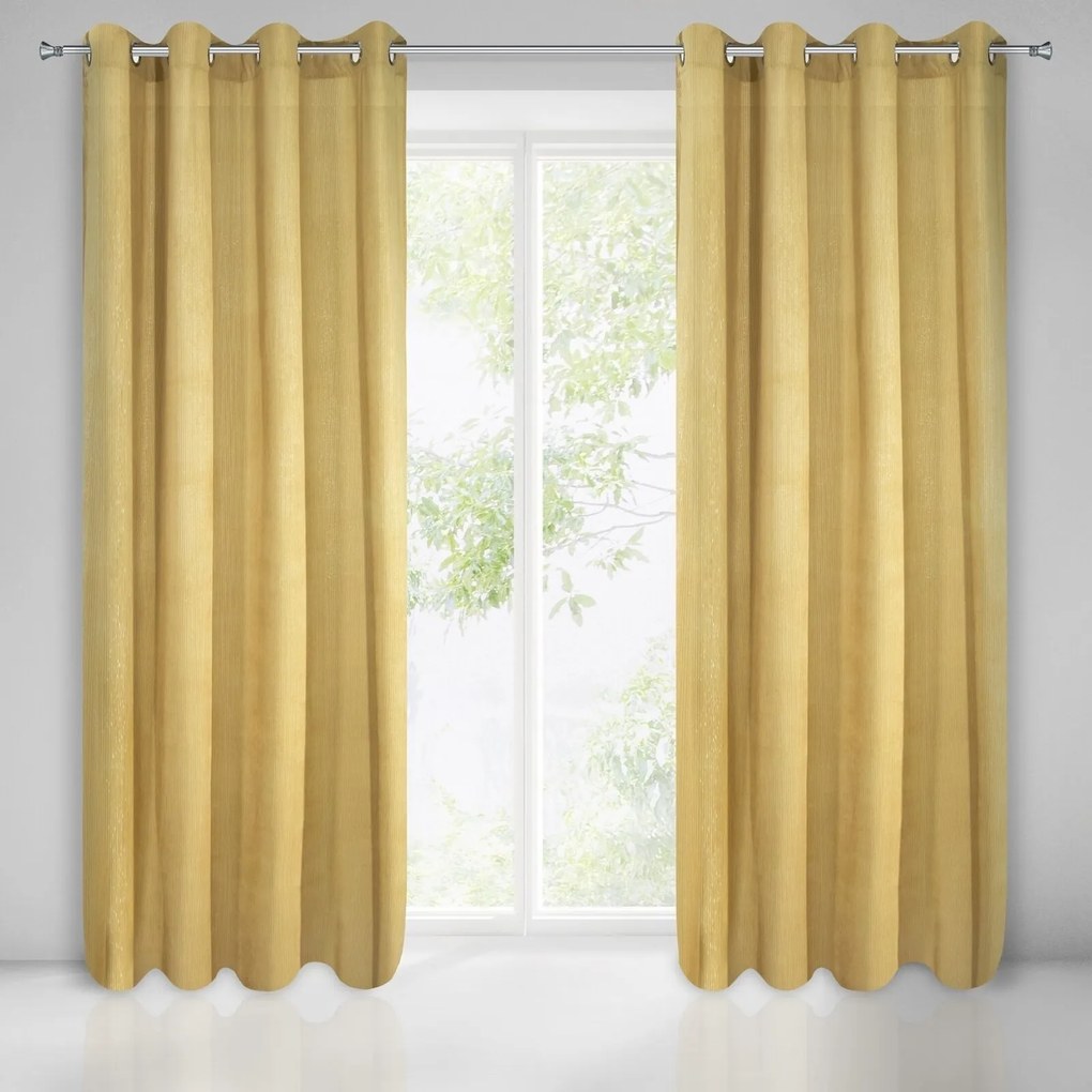 ZATEMŇOVACÍ ZÁVES NA KRÚŽKOCH CLARISA 140X270 CM ZLATÁ