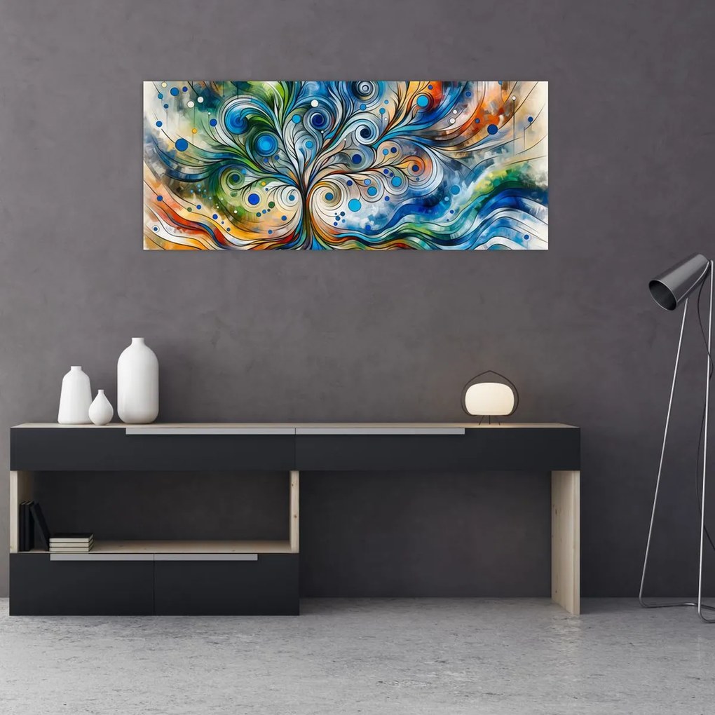 Obraz – Farebný energetický strom (120x50 cm)