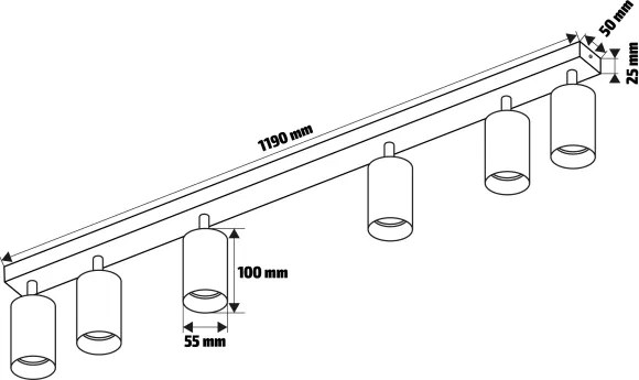 Brilagi - Bodové svietidlo SELE 6xGU10/30W/230V čierne/dubový dekor