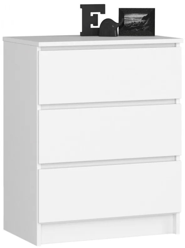 3- zásuvková komoda biela, 60x77x40 cm