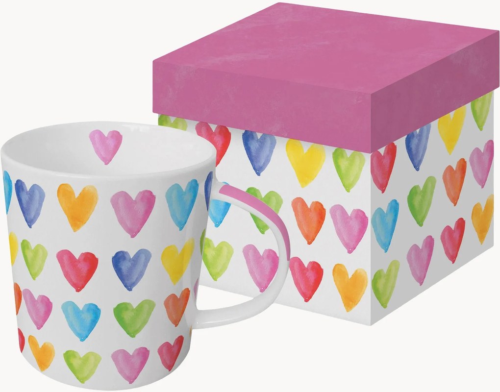Hrnček z nového kostného porcelánu Aquarell Hearts