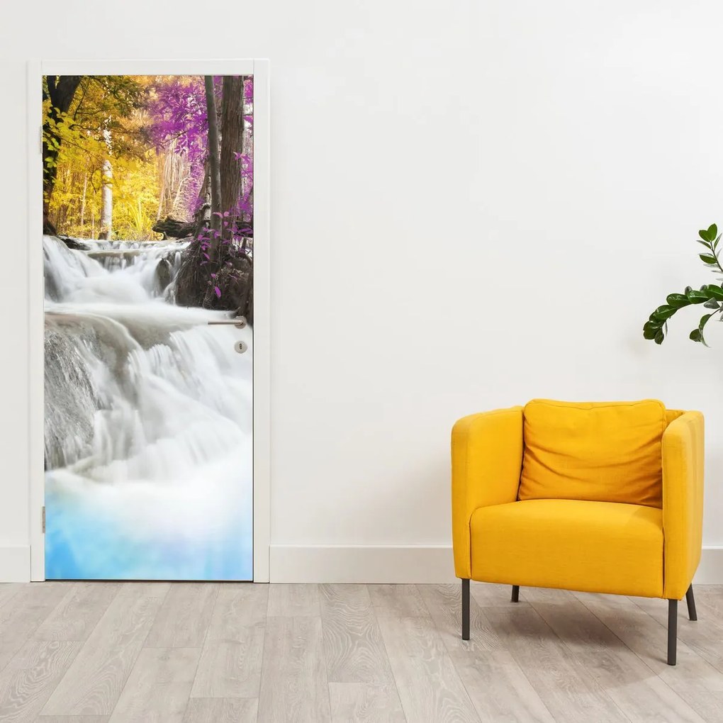 Fototapeta na dvere - Erawan, vodopád v lese (95x205cm)