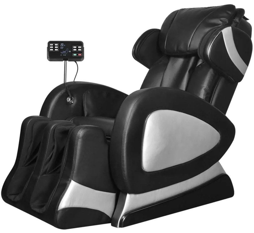 vidaXL Elektrické masážne kreslo s ovládacím panelom, umelá koža, čierne