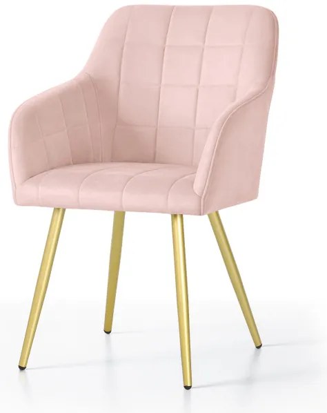 Sada dvoch jedálenských stoličiek LUXANO zamatové, ružové / zlaté nohy (2 ks)