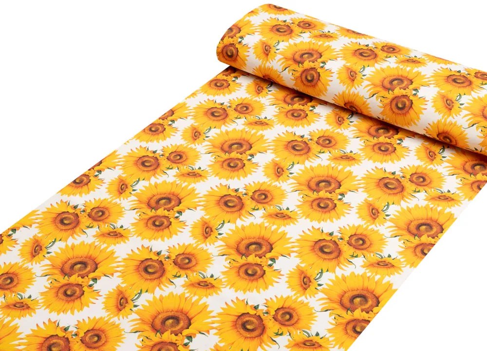 Biante Dekoračný oválny obrus PML-102 Slnečnice na bielom 100x140 cm