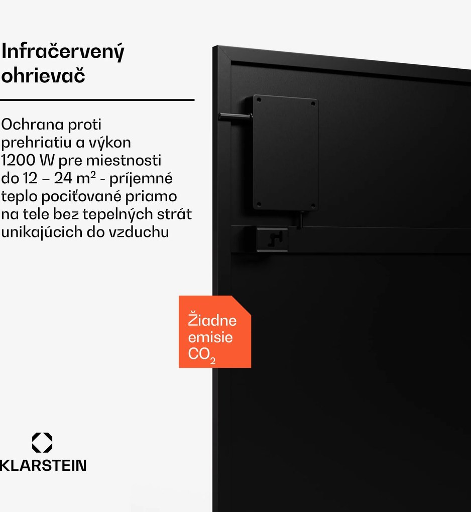 Klarstein Wonderwall Smart Bornholm Infračervený ohrievač | 1200 W | Inteligentné ovládanie | montáž na stenu | LED-Displej