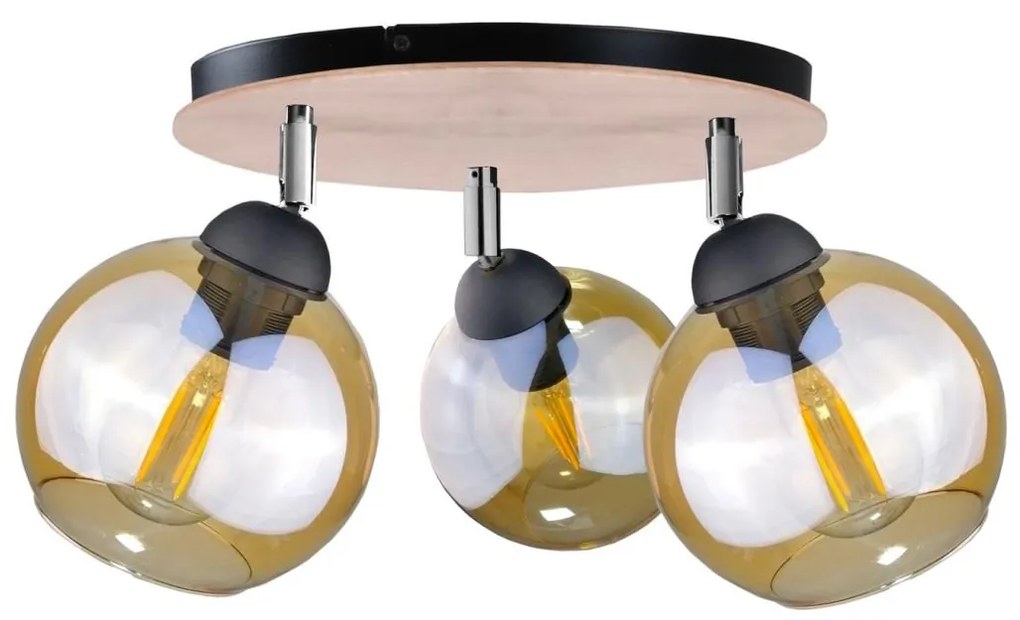 Bodové svietidlo THEA WOOD 3xE27/60W/230V pr. 30 cm