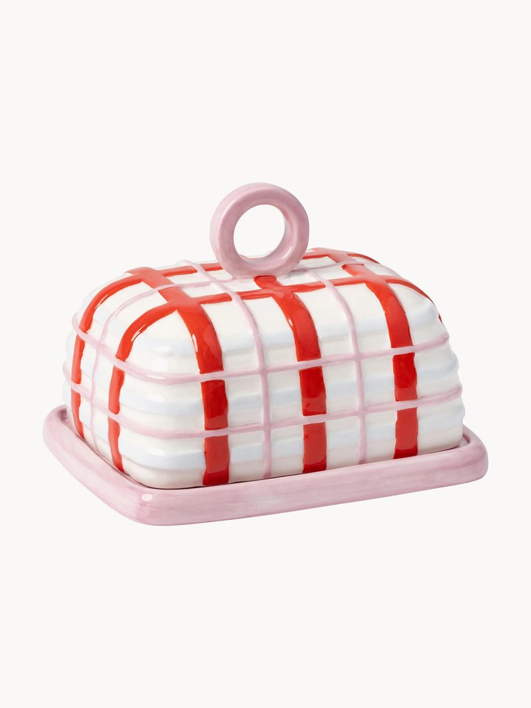 Ručne maľovaná maselnička Plaid