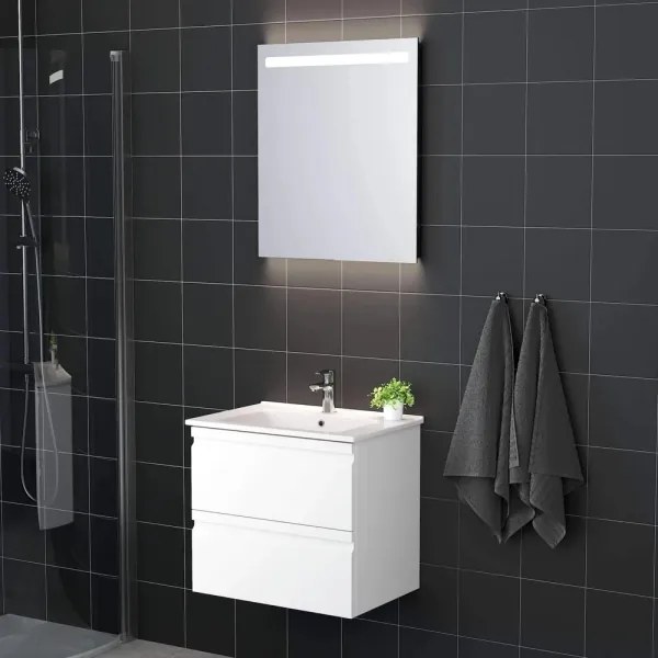 Kúpeľňová skrinka s umývadlom VEDO + LED zrkadlo LED/10W/230V IP44 biela