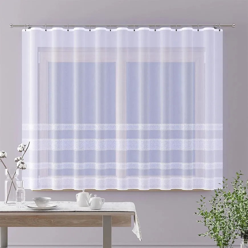 Žakarová záclona 648/D188 biely/250. Tovar na mieru