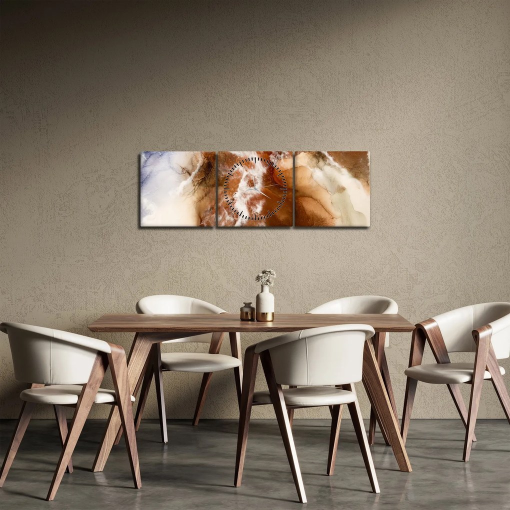 Obraz - Mramorová abstrakcia (s hodinami) (90x30 cm)