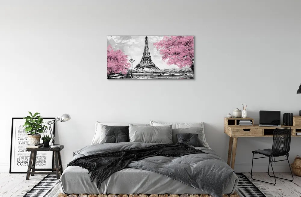 Obraz canvas Paris jarný strom 125x50 cm
