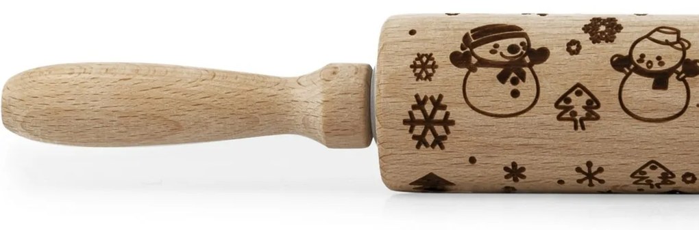 Toro Drevený valček s dekorom Snehuliak, 38 cm