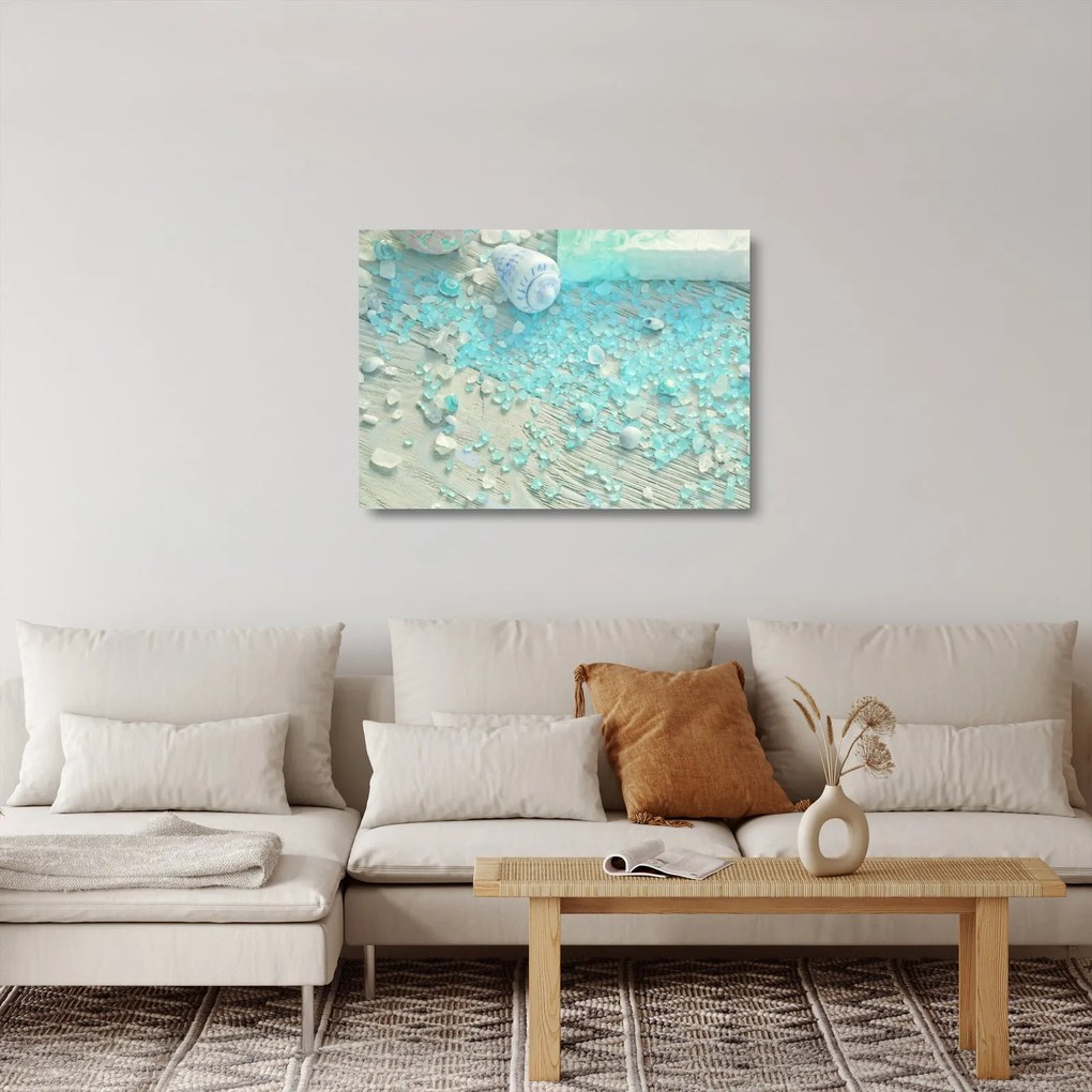 Sklenený obraz - Prímorská atmosféra v tyrkysových odtieňoch (70x50 cm)