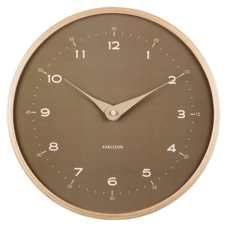 Dizajnové nástenné hodiny Karlsson 5995MG hnedé,priemer 30 cm