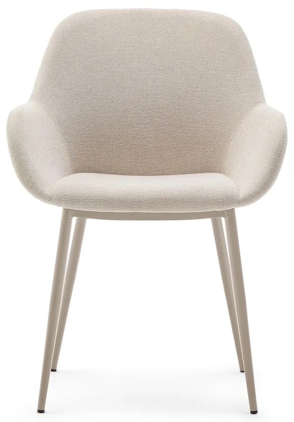 Krémovobiele čalúnené jedálenské kreslo Konna – Kave Home