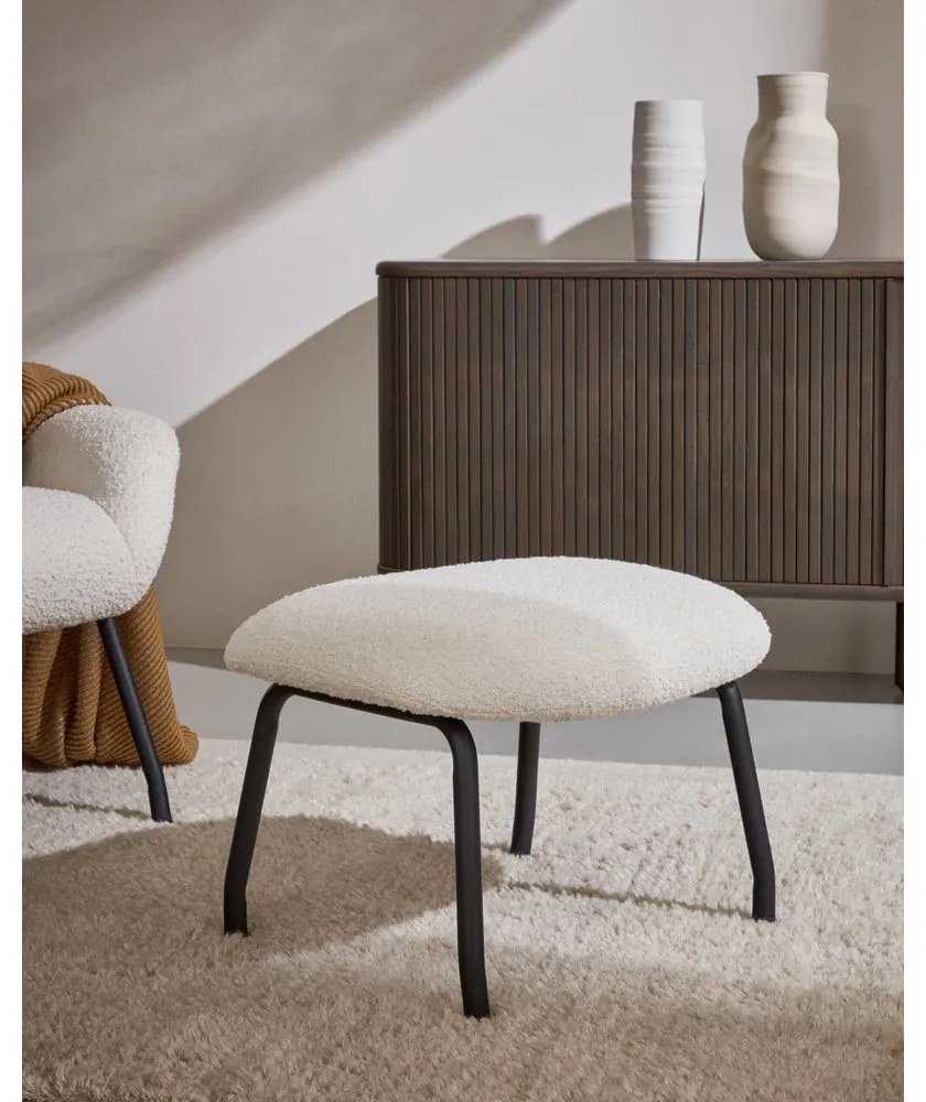 Taburet z textílie buklé v horčicovej farbe Belina – Kave Home