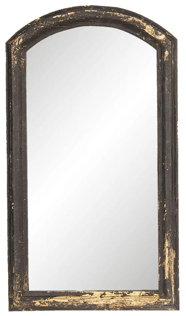 Nástenné vintage zrkadlo v čiernom ráme s patinou - 33 * 3 * 59 cm