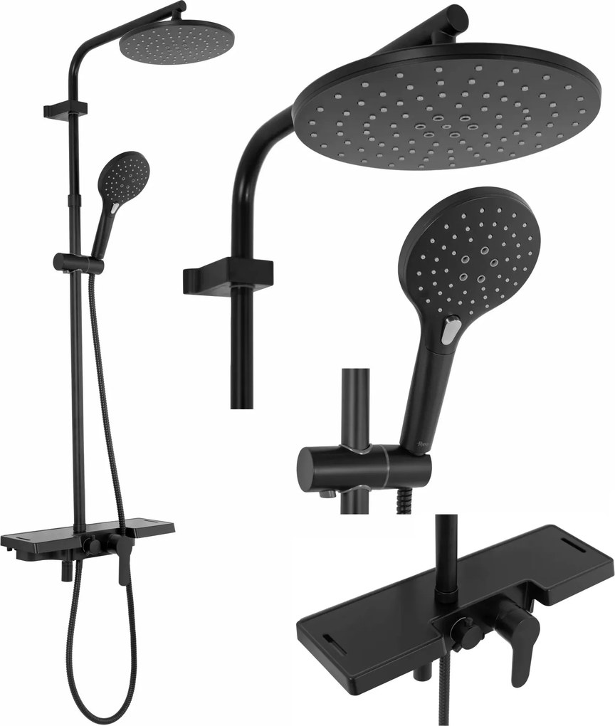 REA - Santos sprchový set s batériou 150mm,  čierna, REA-P8803