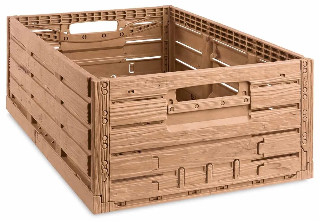 Sada 10 kusov - skladacia krabica Active Lock s drevenou dekoráciou 600x400x218