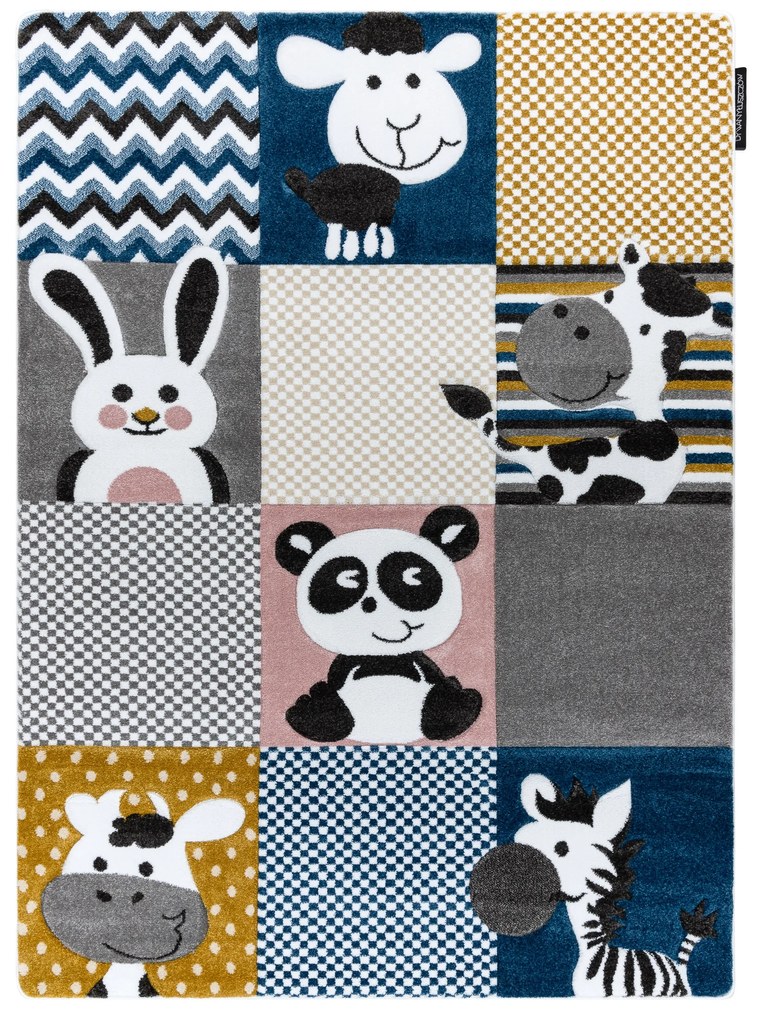Koberec PETIT ZOO ZVIERATÁ, krémovo - sivý