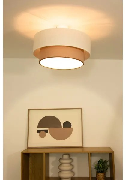 Prisadený luster NATIA 1xE27/60W/230V, priemer 45 cm, biela/hnedá