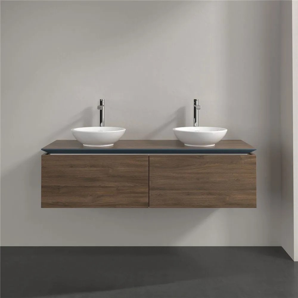 VILLEROY &amp; BOCH Legato závesná skrinka pod dve umývadlá na dosku, 2 zásuvky, 1400 x 500 x 380 mm, Arizona Oak, B59100VH