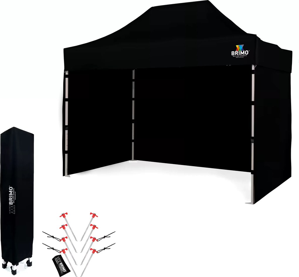 BRIMO Skladací Nožnicový stan 2 x 3 m SUPER Oceľ | Montáž za 2 min | BRIMO - s 3 stenami - Čierna 8