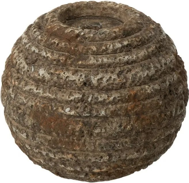 Hnedý antik cementový okrúhly svietnik Dibbo - Ø 13*11 cm