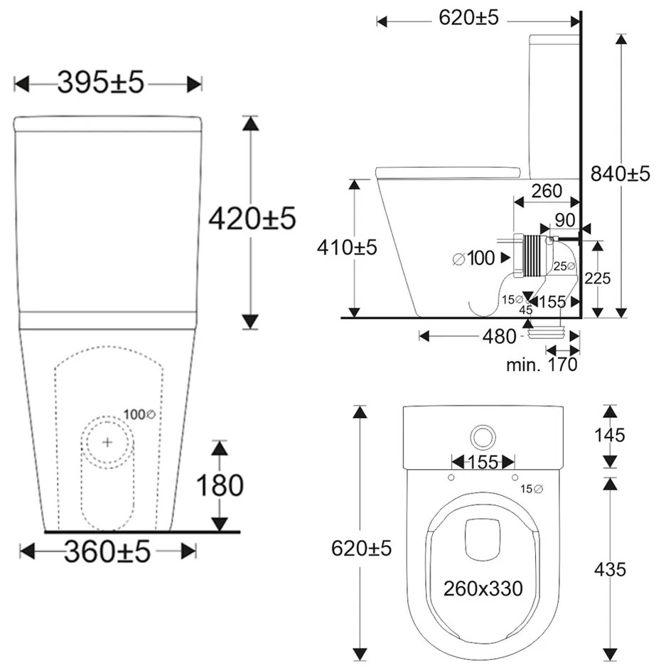 Mereo Mereo, WC kombi, vario odpad, kapotované, Smart Flush RIMLESS, keramické, vr. sedátka, MER-VSD91T1