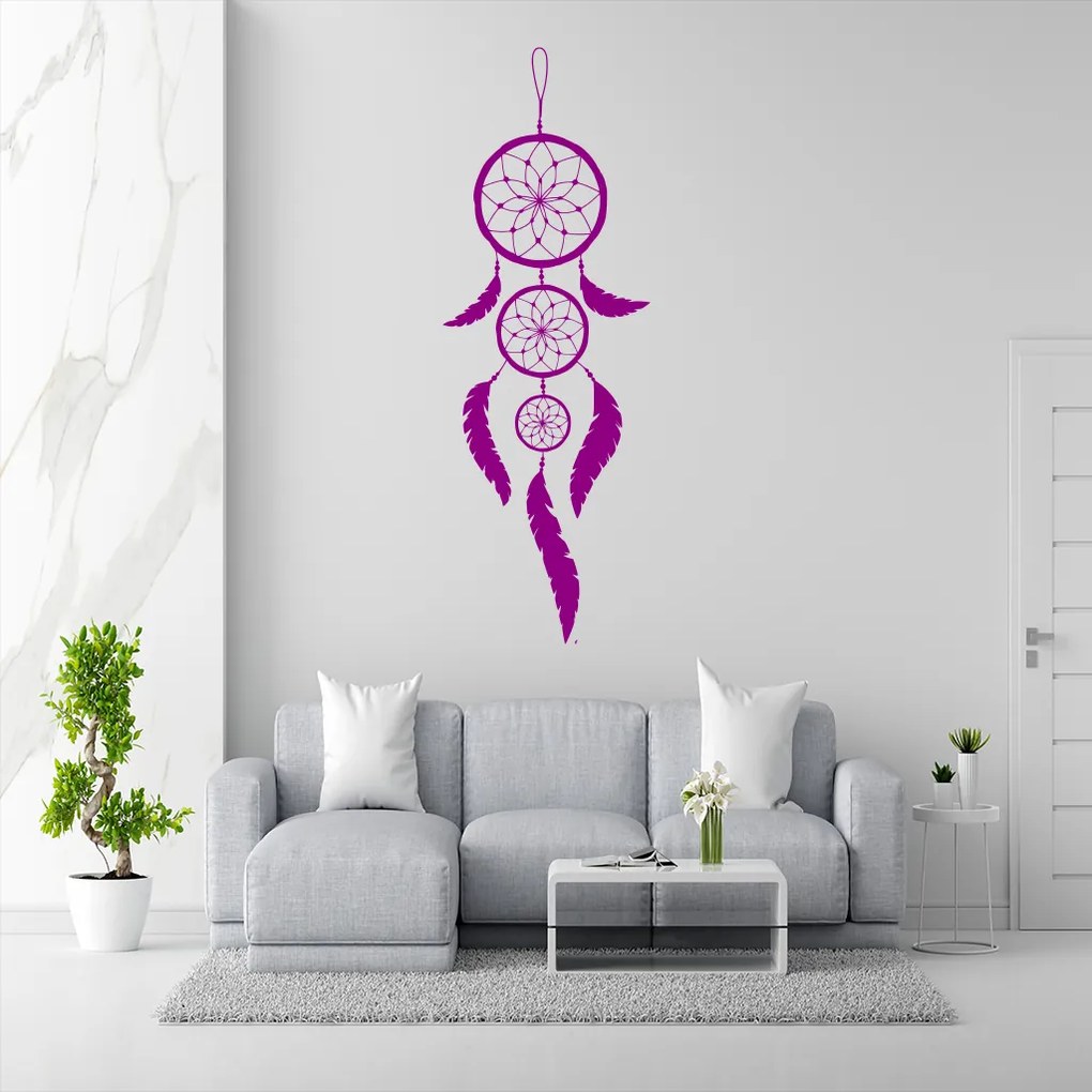 Veselá Stena Samolepka Indiánsky lapač snov Farba: růžová, Veľkosť: 100 x 35 cm