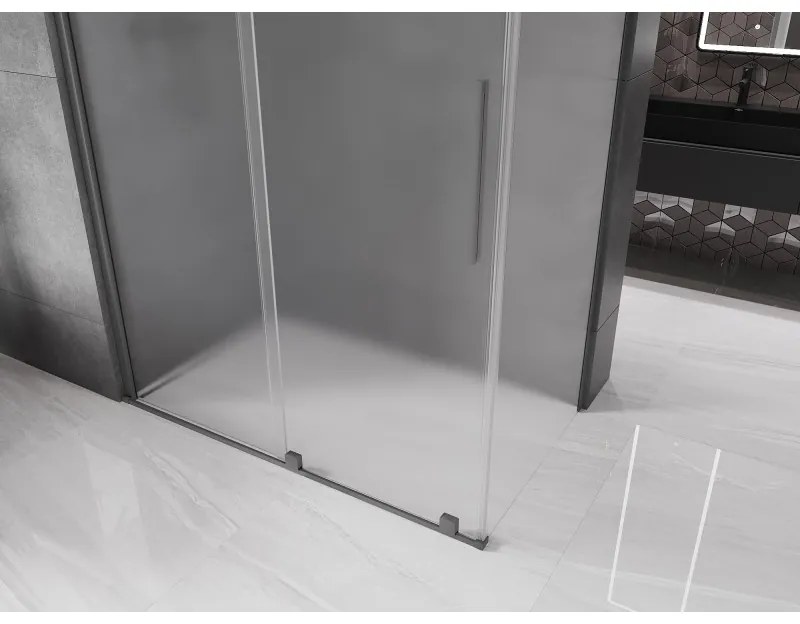 Mexen Velar, sprchový kút s posuvnými dverami 160 x 90 cm, 8mm sklo námraza, brúsený grafit, 871-160-090-31-95