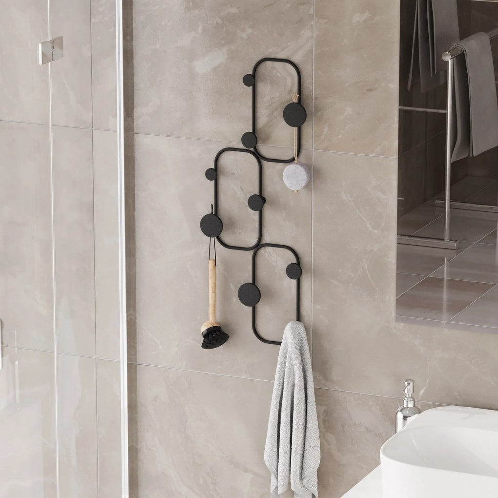 Nástenný kovový vešiak Lizzard 28 cm čierny