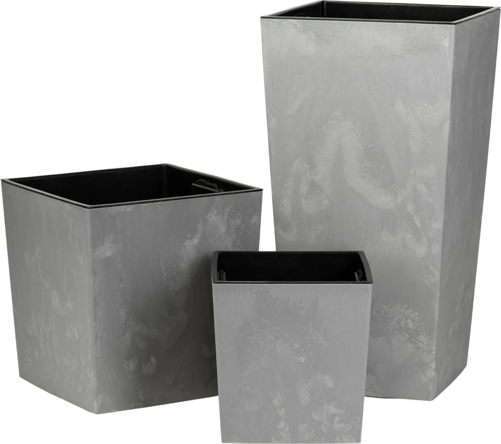 PLASTOVÝ KVETINÁČ PORTO 75X39,5X39,5 CM IMITÁCIA BETÓNU SIVÁ