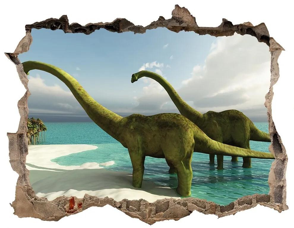 Díra 3D fototapeta nálepka Dinosaury na pláži nd-k-19541737