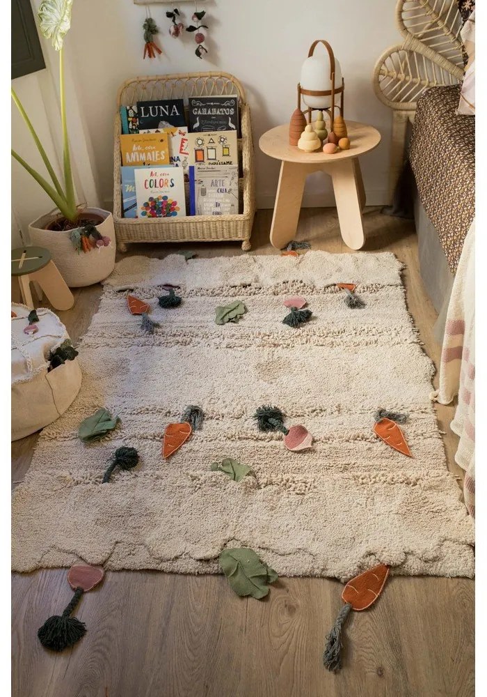 Krémový látkový detský kôš na hračky ø 30x23 cm Veggies – Lorena Canals