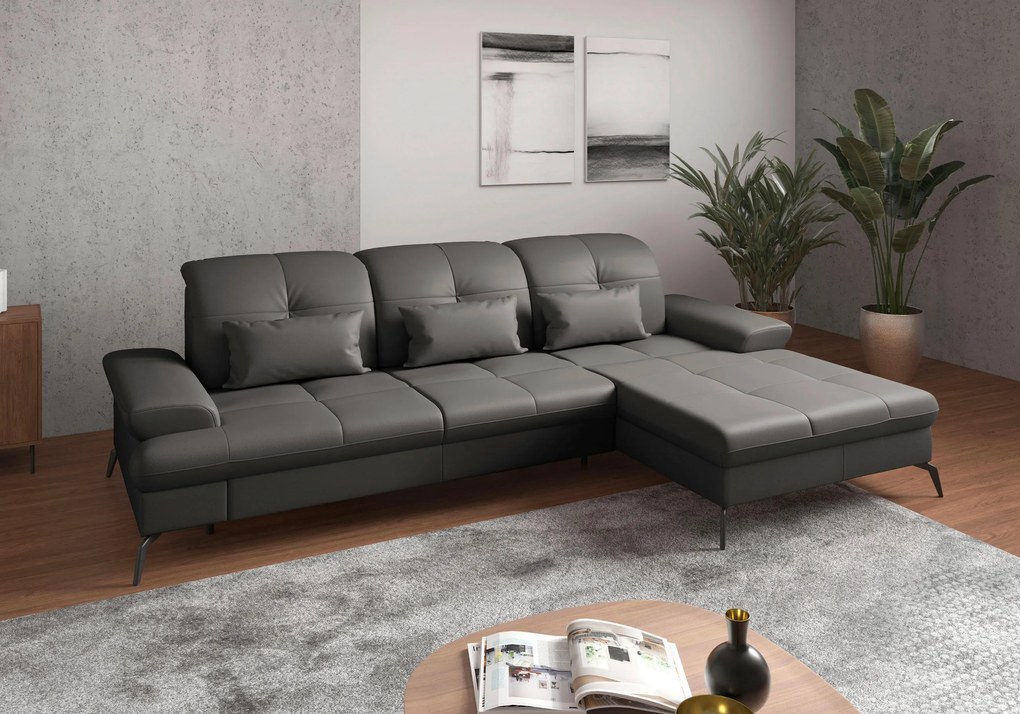 XXXLutz ROHOVÁ SEDAČKA, textil, koža, antracitová Sit & More - Sedačky - 000144011701