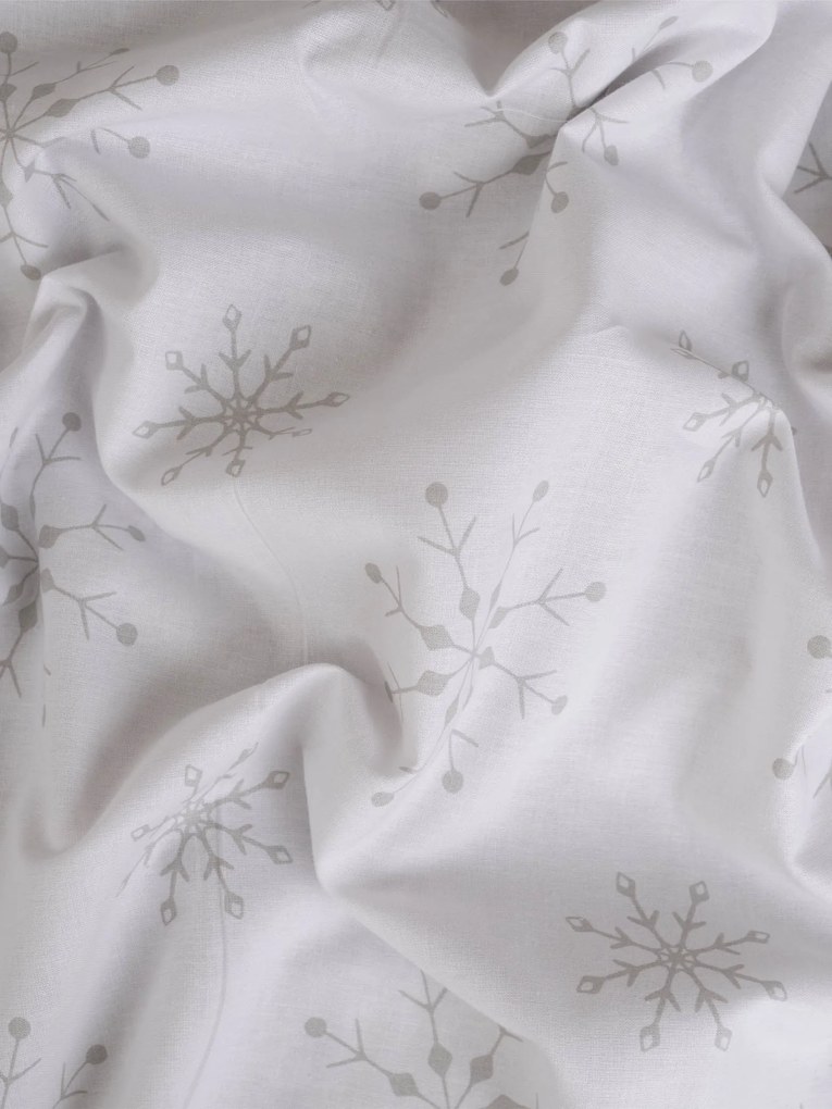 Vianočné francúzske bavlnené obliečky Renforcé – Vločky sivé