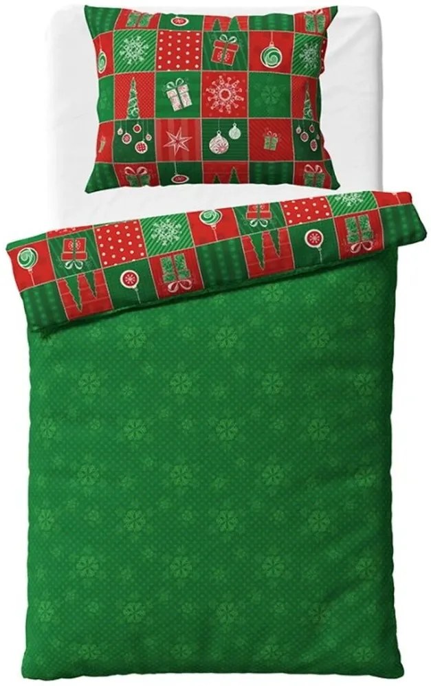 Bavlnené posteľné obliečky - motív Vianočný Patchwork - 100% bavlna renforcé - 70 x 90 cm + 140 x 200 cm