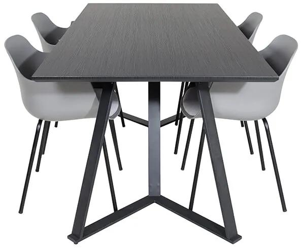 Marina Comfort stolová súprava čierna/sivá plast