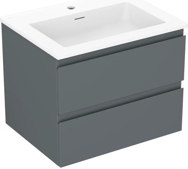Mexen Orio, kúpeľňová skrinka 60 cm s umývadlom Otis, 2 zásuvky, grafitová matná/biela matná, 91A10-06047-2-BFF66-W18M01