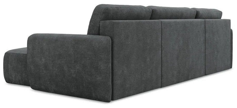 Tmavosivá ženilková rozkladacia/s úložným priestorom rohová pohovka (do tvaru "U") Lilo – Makamii