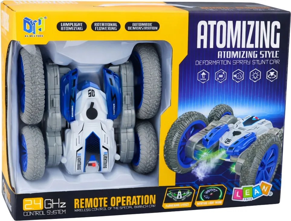 LEAN Toys Kaskadérske auto na diaľkové ovládanie RC svetlá Smoke Drift 360° Blue